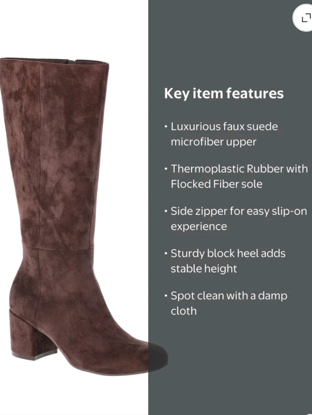 NWT - Time and Tru Women's Faux Suede Tall Block Heel Boots